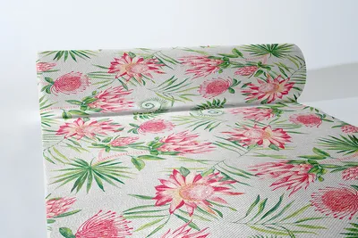 Produktbild von Sovie HORECA Tischläufer Ria aus Linclass® Airlaid 40 cm x 24 m, 1 Stück - Floral Sommer exotische Blumen