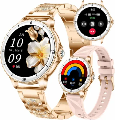 Produktbild von Damen Smartwatch 1.27" HD Display, Bluetooth Anruf, IP68 wasserdicht, Herzfrequenz & Blutdruck, Fitness- & Gesundheitsfunktionen