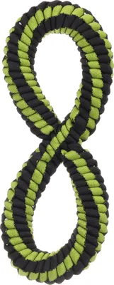 Image de Flamingo Jouet pour chiens Rofas corde à tirer en forme de 8 tissée vert/noir