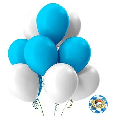 Zdjęcie produktu dla 50x balony Ø 35 cm mix biało-niebieskie jako dekoracja na Okotberfest Dahoum Wiesn, Canstatter WASN (50x balony)