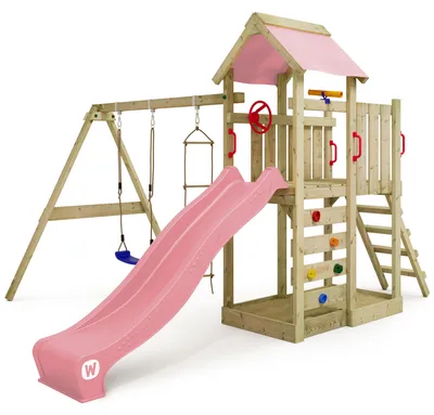 Produktbild von Spielturm Wickey MultiFlyer mit Doppelschaukel und Rutsche, pastellpink