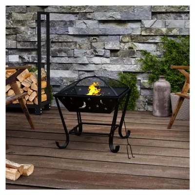 Produktbild von Feuerschale mit Schürhaken 50 cm aus Stahl für Garten und Terrasse
