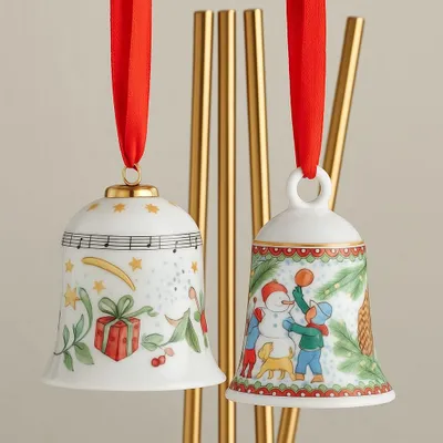 Immagine prodotto di Set: Hutschenreuther Porzellanglocken 2025 „Weihnachtsspiele & Alle Jahre wieder“ + Gratis Edelstahl-Trinkhalme 4er-Set | Art.-Nr. 02250-722200-27920 & 02472-727213-27920 | EAN 4011699895361 & 4011699896092
