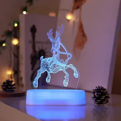 Zdjęcie produktu dla lampka nocna 3D LED do iluzji z 7 kolorami lampki nocne na baterie z pilotem lampka nocna na imprezę dekoracja świąteczna