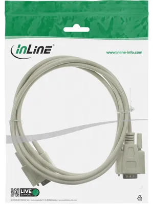 Produktbild von InLine Serielles Kabel, 9pol Stecker / Stecker, vergossen, 1:1 belegt, 3m, Beige, 3 m, male 9pin Sub D, male 9pin Sub D, 160 mm, 220 mm
