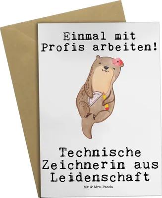 Produktbild von Mr. & Mrs. Panda Grußkarte Technische Zeichnerin Leidenschaft - Weiß - Geschenk, einladungskarten, hochzeitskarten, glückwunschkarten, dankeskarten, Grußkarten