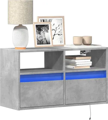 Image de Maison Exclusive - Meuble TV avec éclairage LED gris béton 80x31x45 cm