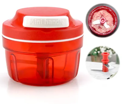 Produktbild von Zwiebelschneider Manuell Rot Zwiebel Zerkleinerer mit Seilzug Zwiebelhacker Küche Gemüseschneider Haushalt Gemüsehacker Shredder Fleischmixer