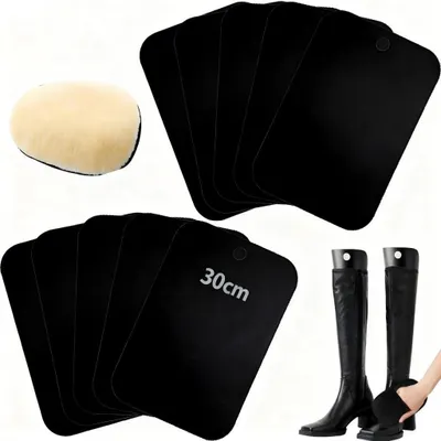 Produktbild von 10 lange 30 cm Schuhspanner + 1 Pflegehandschuh, wiederverwendbar, verformungsbeständig, für alle Stiefel.