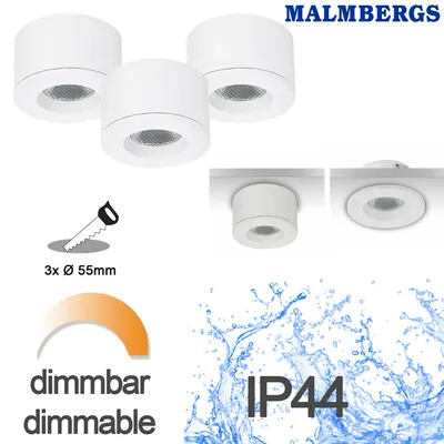 Produktbild von 3er Set LED Spots Einbau & Aufbau dimmbar weiß IP44 55mm MD-31