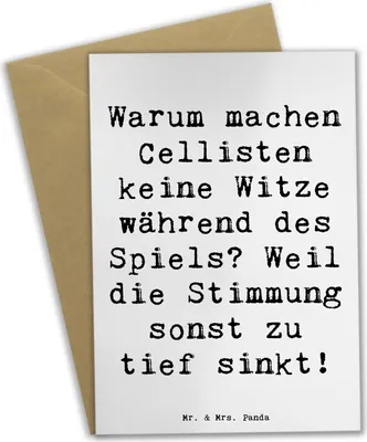 Produktbild von Mr. & Mrs. Panda Glückwunschkarte Spruch Cello Witz Verdorben - Weiß - Geschenk, Musikinstrument, Lernen, osterkarte, Grußkarte, Streichinstrument, weihnachtskarten