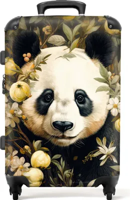 Obrázok produktu pre NoBoringSuitcases.com® Veľký kufor - Panda - Medveď Panda - Divoká príroda - Kvety - Kombinovaný zámok TSA - Pevná škrupina na 4 kolieskach - 72 litrov - Cestovný kufor - 66 cmKufr Medium 67x43x25 cm, 72L,