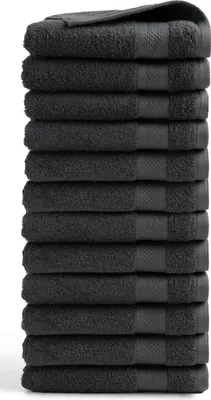 Produktbild von DoubleDry Hotel Kollektion Handtücher Set - 12 Teilig - 100% Baumwolle - 500 g/m² - Weich - 50x100 cm - Anthrazit