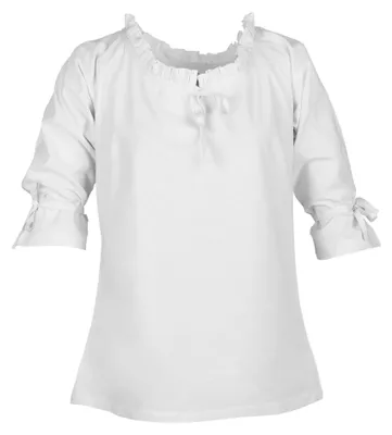 Image de Blouse médiévale Birga avec manches 3/4, blanche - coton Vêtements médiévaux Femme Costume Taille : M