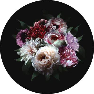 Productafbeelding van ESTAhome zelfklevende behangcirkel bloemstilleven multicolor op zwart Ø 70 cm