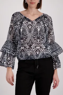 Produktbild von Bluse, schwarz gemustert
