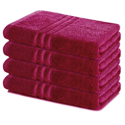 Produktbild von Lavea® 4er Set Duschtuch 70x140, 4 Stück, 100% Baumwolle Frottee, saugstark, weich und strapazierfähig, waschbar 60°C, trocknergeeignet, Handtuch, Handtücher, Duschtücher, Bordeaux