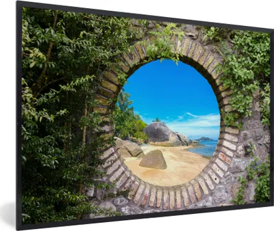 Produktbild von MuchoWow® Gerahmtes Poster Sommer - Strand - Aussicht - Tropisch 90x60 cm - Poster mit Schwarzem Bilderrahmen Wandposter Rahmen Foto Bilder - Fotorahmen - Foto-Plakat