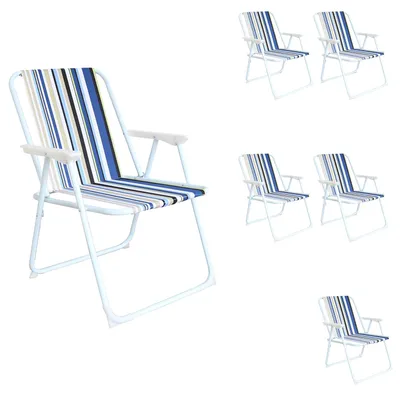 Produktbild von 6 Stück Campingstuhl Outdoor Klappstuhl Gartenstuhl Ocean gestreift