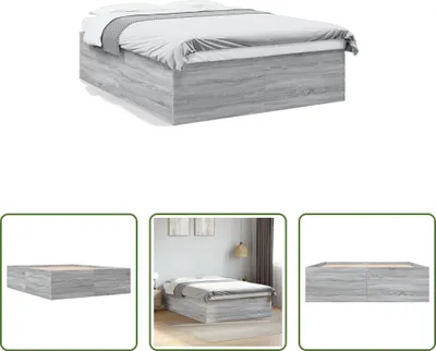 Produktbild von The Living Store Bettgestell Grau Sonoma 160x200 cm Holzwerkstoff
