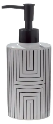 Produktbild von Seifenspender Spirella Graphic 300ml Kunststoff Weiß Schwarz Flüssigseife Pumpe