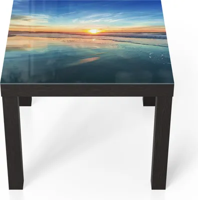 Produktbild von DEQORI Couchtisch 55x55 cm Schwarz 'Goldenes Küstenmeer' Glas Beistelltisch Glastisch modern