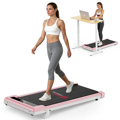 Produktbild von Tragbar Laufbänder mit Steigung, Klappbares Laufband, Bürstenloses Laufband bis 6 km/h, LED-Display, Fernbedienung, ultrakompakt, Stoßdämpfung, Rosa