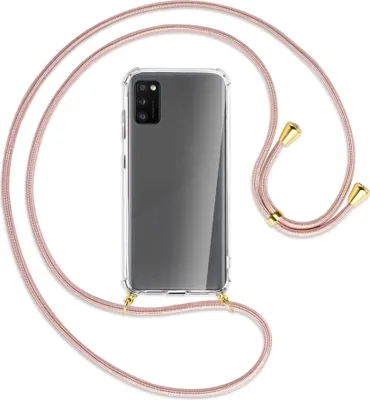 Produktbild von Handykette Backcover-Schutzhülle mit Band (Metall goldfarben) für Samsung Galaxy A41 (A415) - roségold