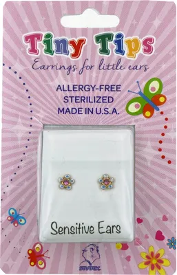 Produktbild von Studex Sensitive Tiny Tips Chirurgenstahl vergoldet Ohrstecker Blümchen in pink-aurora borealis