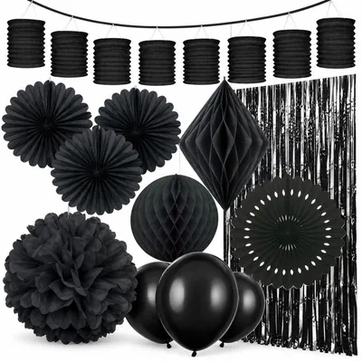Produktbild von Partydeko schwarz Geburtstagsdeko Dekoration Deko Set Partyset