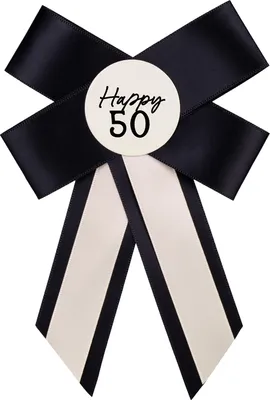 Geburtstagsschleife 11x17cm Happy 50 Ivory Schwarz