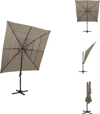 Image de vidaXL Parasol avec mât en aluminium 4 couches Taupe 250x250 cm - Parasols & Protection solaire