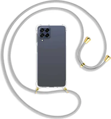 Produktbild von Handykette Backcover-Schutzhülle mit Band (Metall goldfarben) für Samsung Galaxy M53 5G - silbergrau