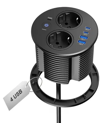Productafbeelding van Inbouwstopcontact met 2 Schuko-stopcontacten en 4 USB-poorten