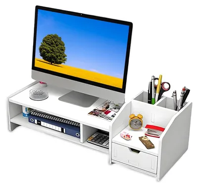 Imagen del producto de Soporte ergonómico para monitor con función de almacenamiento - 63 x 23 x 18 cm