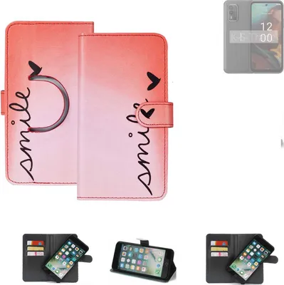 Produktbild von K-S-Trade Schutzhülle Handyhülle kompatibel mit Nokia XR21 Hülle cover bookstyle Etui “smile“ rot Standfunktion Kameraschutz (1Stk)