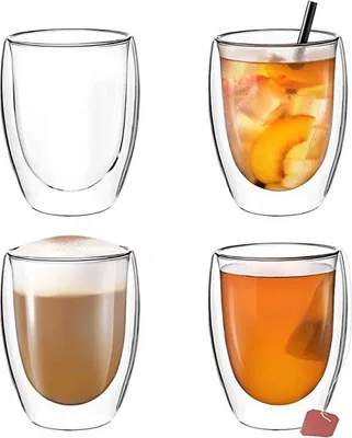 Immagine prodotto di Tazze da caffè a doppia parete, tazze da caffè, tazzine da espresso - Tazze da caffè, tazze da caffè, tazzine da espresso - Tazze - Tazze da cappuccino 4 x 350 ml