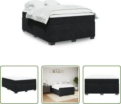 Produktbild von The Living Store Boxspringbett mit Matratze Schwarz 140x200 cm Samt