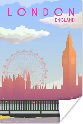 Produktbild von MuchoWow® Poster Illustration der Skyline von London, England 40x60 cm - Plakate für die Wand - Poster Babyzimmer