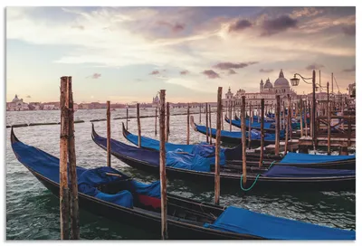 Produktbild von ARTland Wandbild Alu für Innen & Outdoor Venedig Gondeln Größe: 90x60 cm