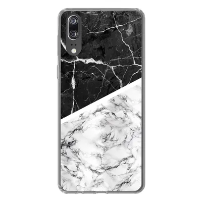 Produktbild von MuchoWow® Handyhülle Schutzhülle Hülle für Huawei P20 Marmor - Schwarz - Weiß Silikon Softcase Handy Hülle - Hardcover