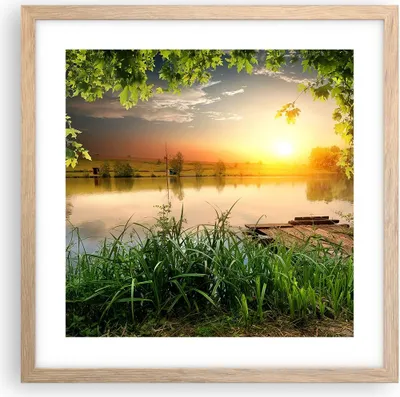Produktbild von Gerahmtes Poster - Rahmen in heller Eiche - Brücke See - 40x40 cm - Wand Bild - Wanddeko - Wandbilder - Kunstposter - Wandposter - Bilderrahmen - Bilder - Kunstdruck - Wandbild - P2NAC40x40-3914