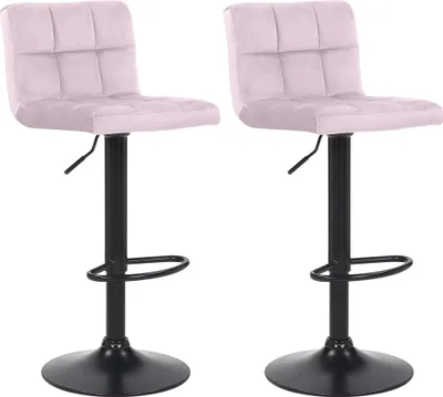 Produktbild von CLP 2er Set Barhocker Feni Samt höhenverstellbar und drehbar rosa