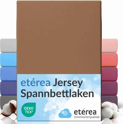 Produktbild von Jersey Spannbettlaken 180x200 - 200x200 cm, 100% Baumwolle Bettlaken, Mokka