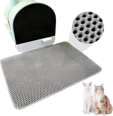 Image de Tapis antidérapant imperméable pour chat, 60 x 40 cm, motif alvéolé, pliable