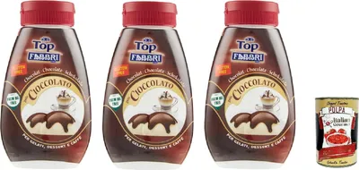 Produktbild von Fabbri Topping sauce Cioccolato Schokolade für Eis, Desserts und Kaffee 3x 225g Gluten-frei gebrauchsfertige Sauce + Italian Gourmet polpa 400g