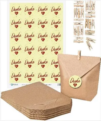 Produktbild von SET DANKE (Motiv1) 24x Geschenktüten + 24x MiniKlammer + 24x Aufkleber Danke