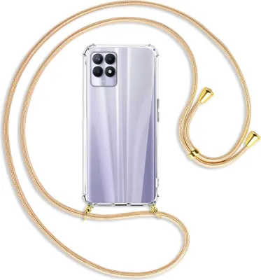 Produktbild von Handykette Backcover-Schutzhülle mit Band (Metall goldfarben) für Realme 8i - Goldkordel