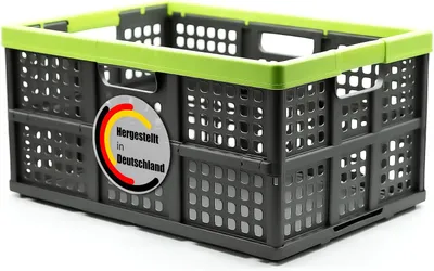 Produktbild von Einkaufskorb BigDean Faltbox faltbar & extrem stabil aus robustem Kunststoff in Anthrazit – Faltkorb ideal für Lebensmittel und Transport – Einkaufsbo