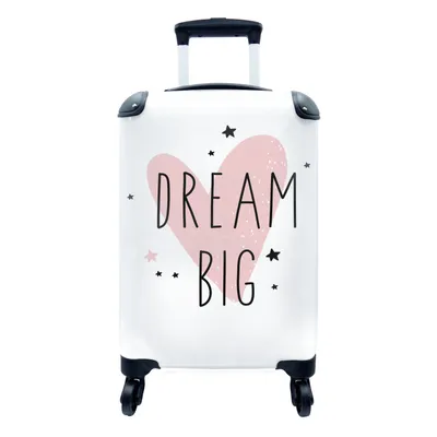Produktbild von MuchoWow® Koffer Handgepäck Trolley Rollkoffer Kleine Reisekoffer mit 4 Rollen - Zitate - Großer Traum - Herz - Sterne - Illustration - Kinder - Cabin Size < 55x40x23 cm & 55x40x20 cm - Kinderkoffer - Kabinenkoffer - Boardgepäck - Reise-Box - Reisekoffer - Reisegepäck - Koffer mit Bild - Trolley für Kinder